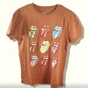 The Rolling Stones Women's Camel/Brown Multi Logo Graphic T-Shirt